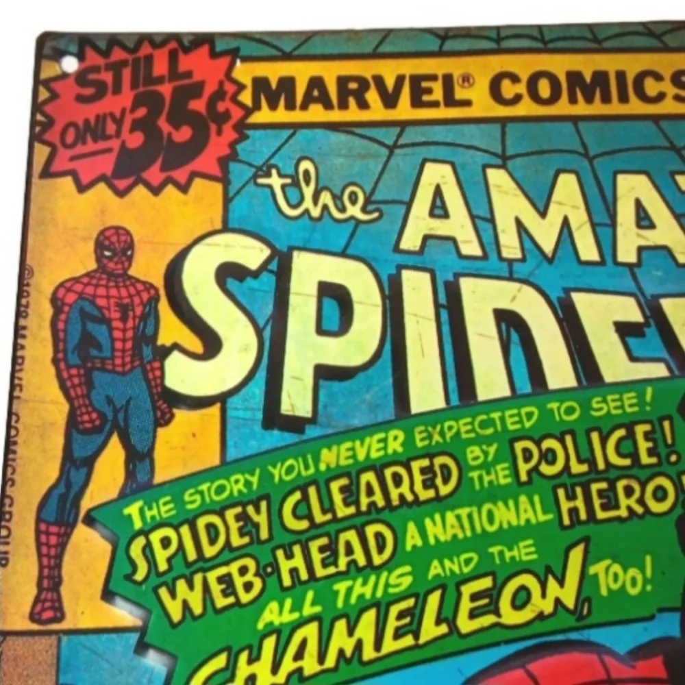 Marvel, The Amazing Spider-Man Metal Embossed Sign | EUC | Open Roads